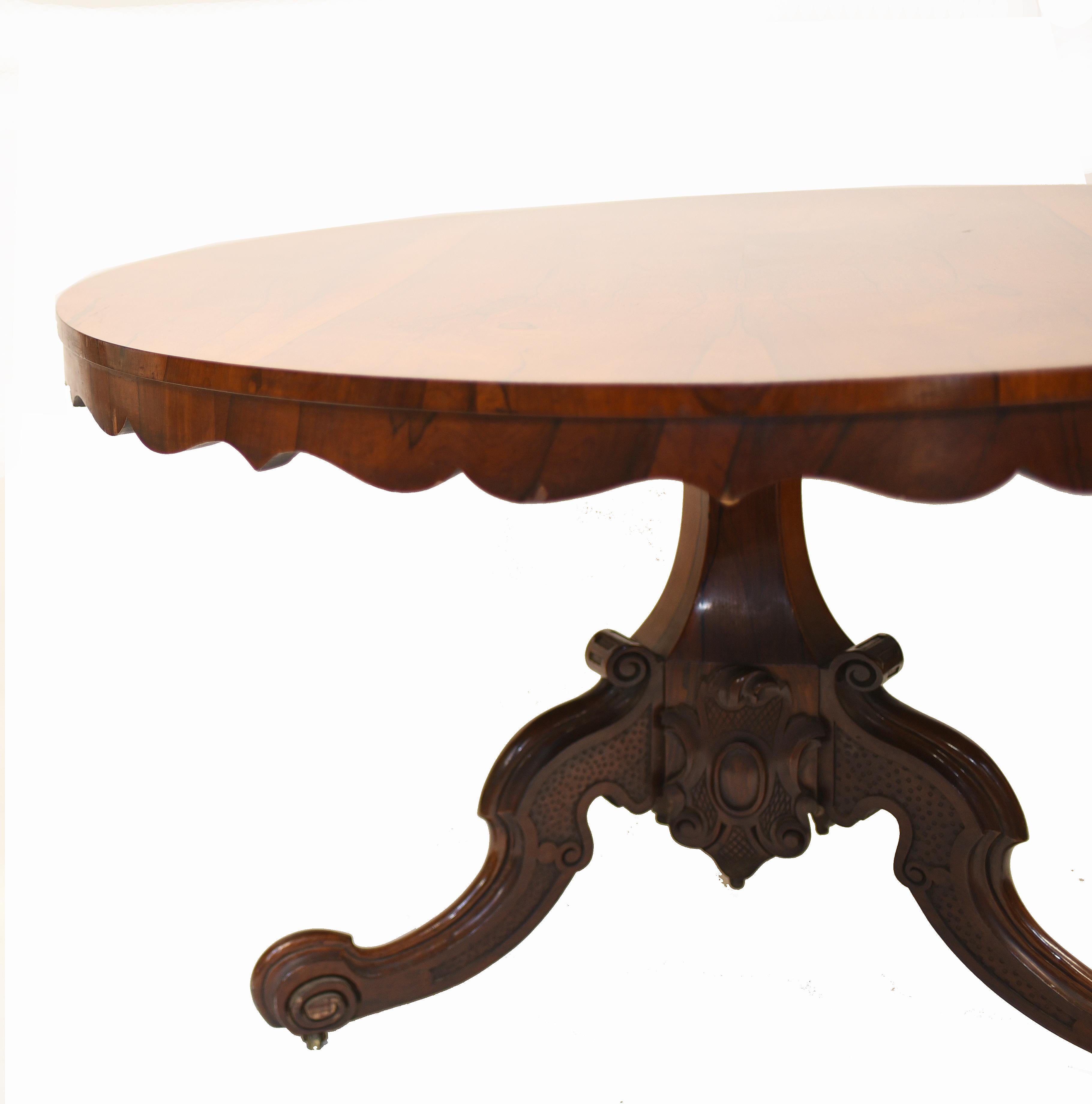 Victorian Round Dining Table Rosewood Centre Tables, 1860 8