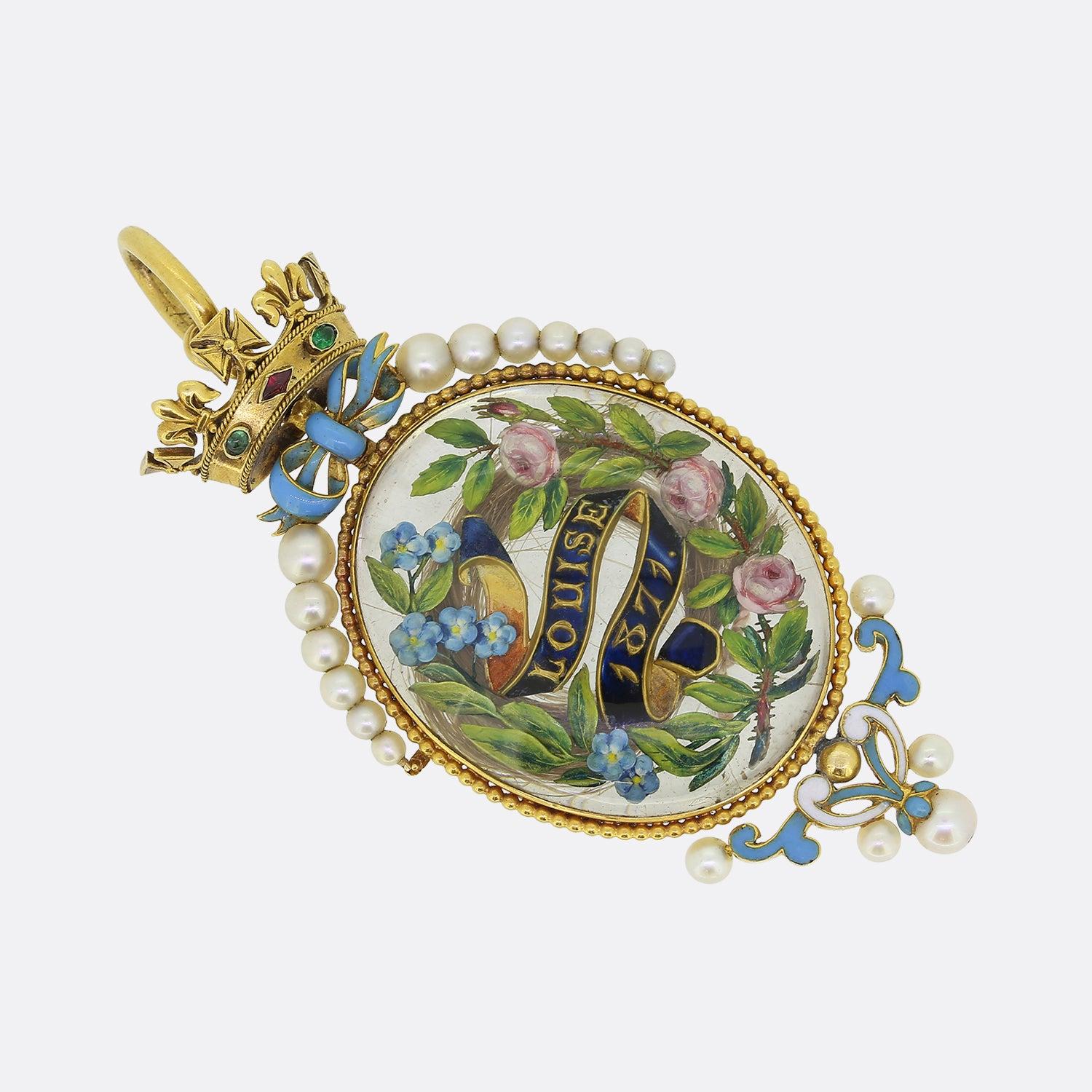 This is a truly wonderful and rare pendant dating back to the Victorian era.

The locket given by her royal highness to the bridesmaids was manufactured by London and Ryder. It's design was assisted by sketches made by the princess herself. The