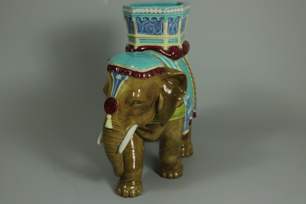 English Victorian Royal Worcester Majolica Elephant Figure