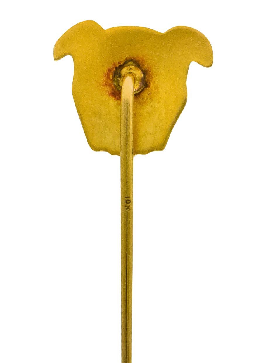 Round Cut Victorian Ruby 10 Karat Yellow Gold Bulldog Stickpin