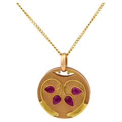 Victorian ruby 14k yellow and rose gold locket pendant necklace
