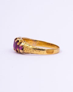 Victorian Ruby and 15 Carat Gold Five-Stone Ring