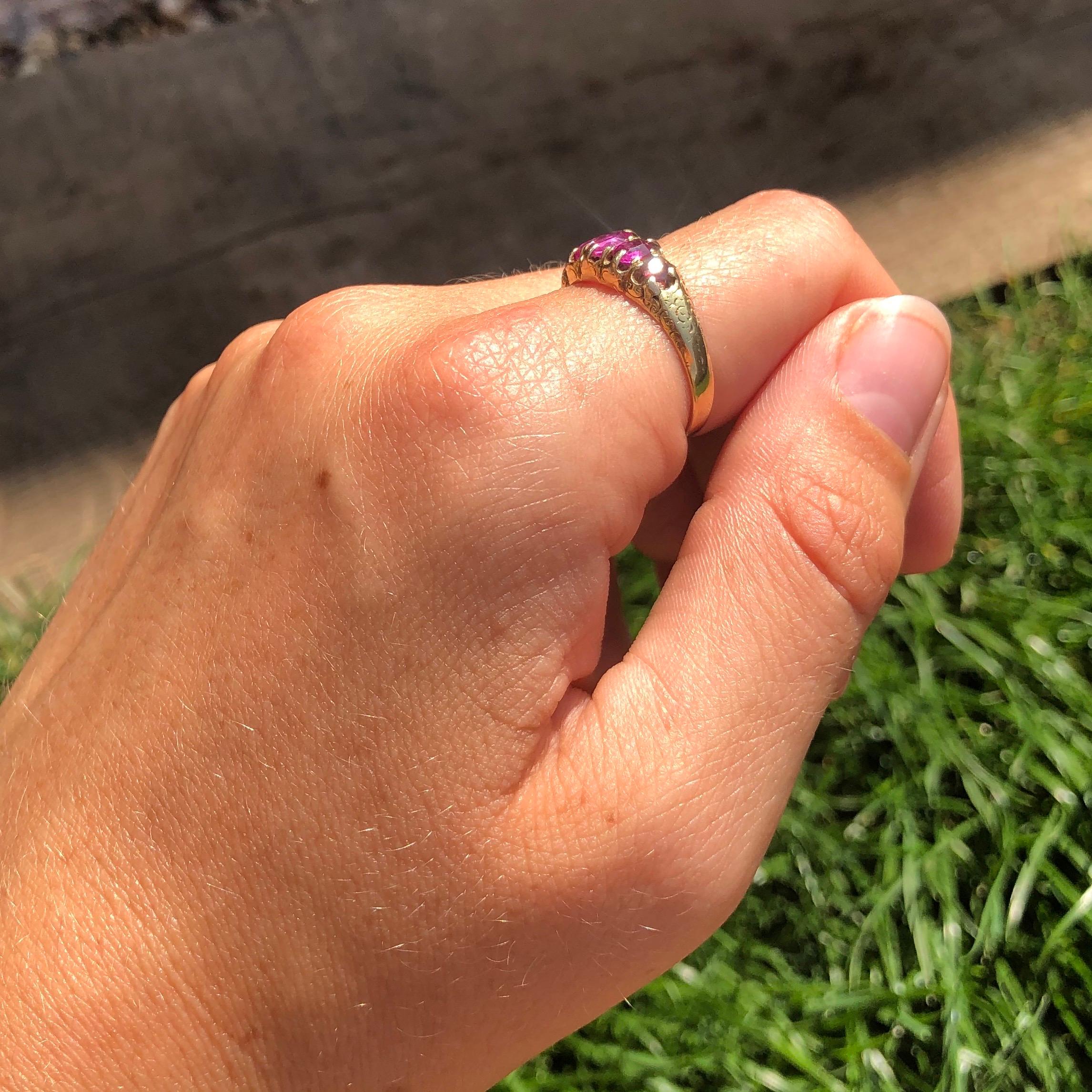 Women's Victorian Ruby and 15 Carat Gold Five-Stone Ring For Sale