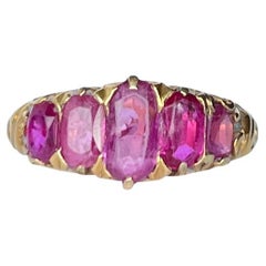 Antique Victorian Ruby and 18 Carat Gold Five-Stone Ring