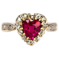 Victorian Ruby and Diamond 18 Carat Gold and Platinum Heart Ring