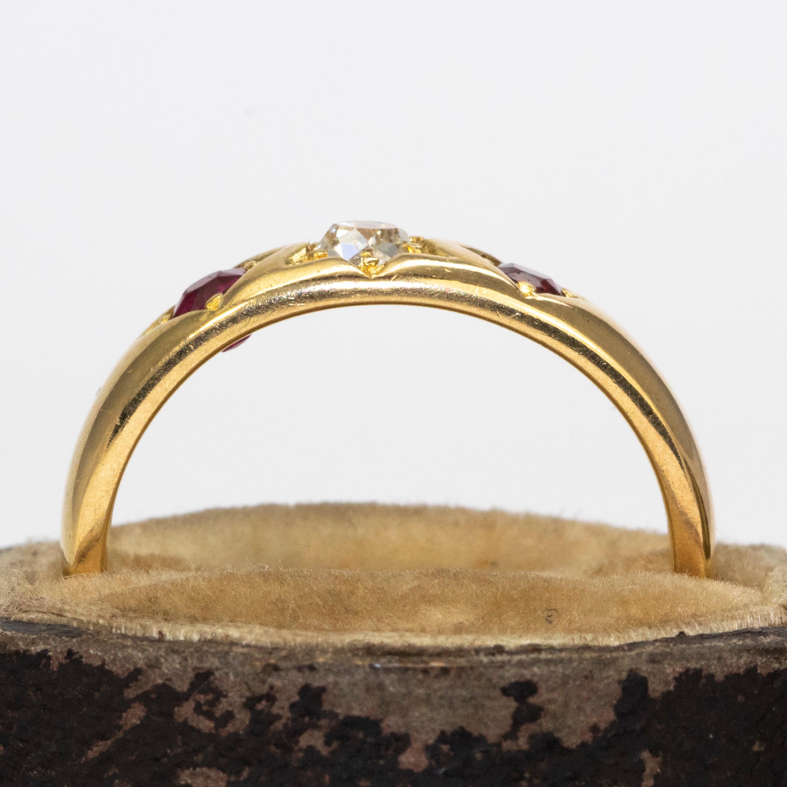 Victorian Ruby and Diamond 18 Carat Gold Band 1
