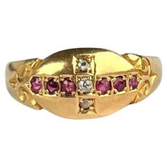 Antique Victorian Ruby and Diamond 18 Carat Gold Band