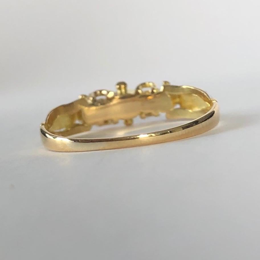 Viktorianischer Rubin- und Diamantring aus 18 Karat Gold (Rundschliff)