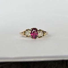 Victorian Ruby and Diamond 18 Carat Gold Three-Stone Ring