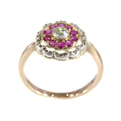 Victorian Ruby and Diamond 18 Karat Rose Gold Ring