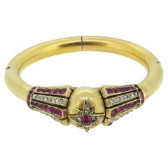 Antique Victorian Ruby and Diamond Bangle