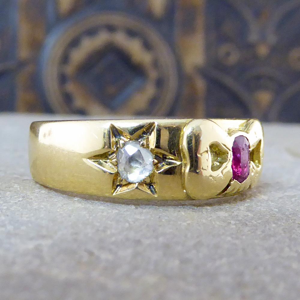 This heavy quality 18ct gold ring features a ruby bow and two diamond stars. Funky and fabulous, it looks great on the hand.
The perfect gift, ready with a bow!

Ring Size: UK Q 3/4 or US 8 1/2 

Condition: Very Good, slightest signs of wear due to