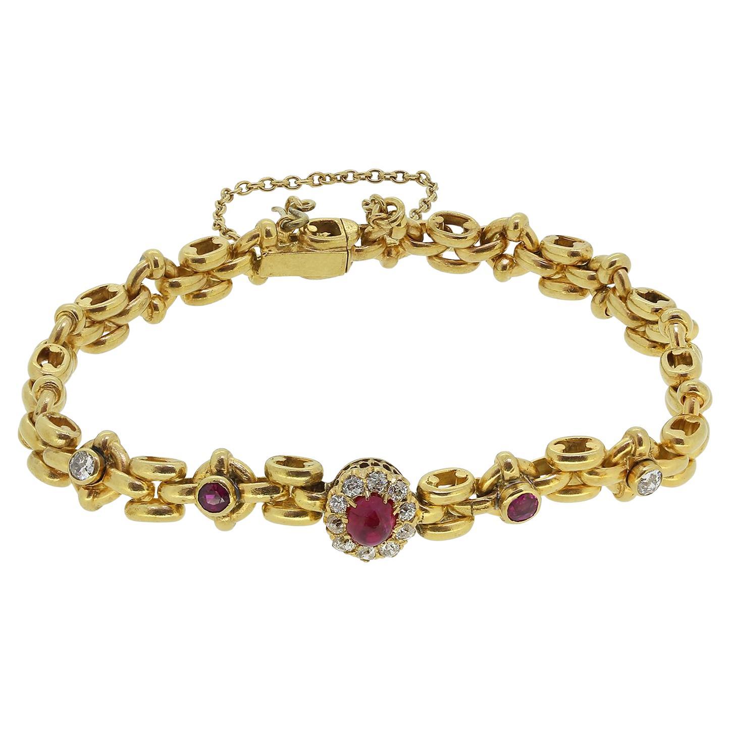 Victorian Ruby and Diamond Bracelet in vendita