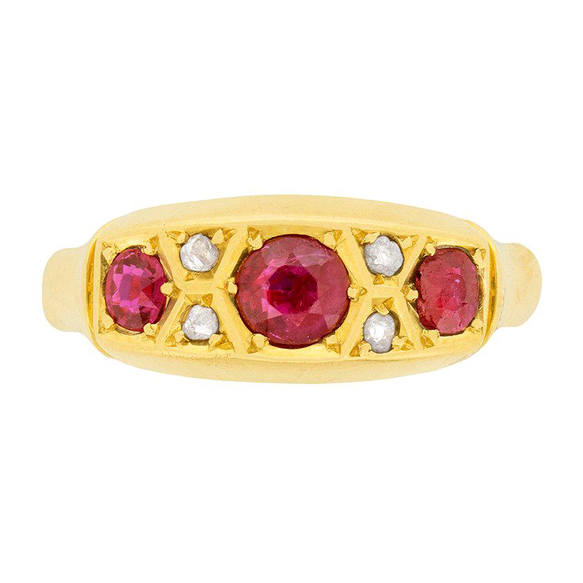 Rubis et diamant de l'époque victorienne, vers 1902 en vente