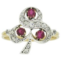 Used Victorian Ruby and Diamond Clover Ring