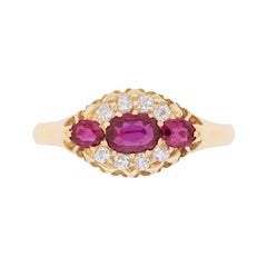 Victorian Ruby and Diamond Cluster Ring, circa 1900s