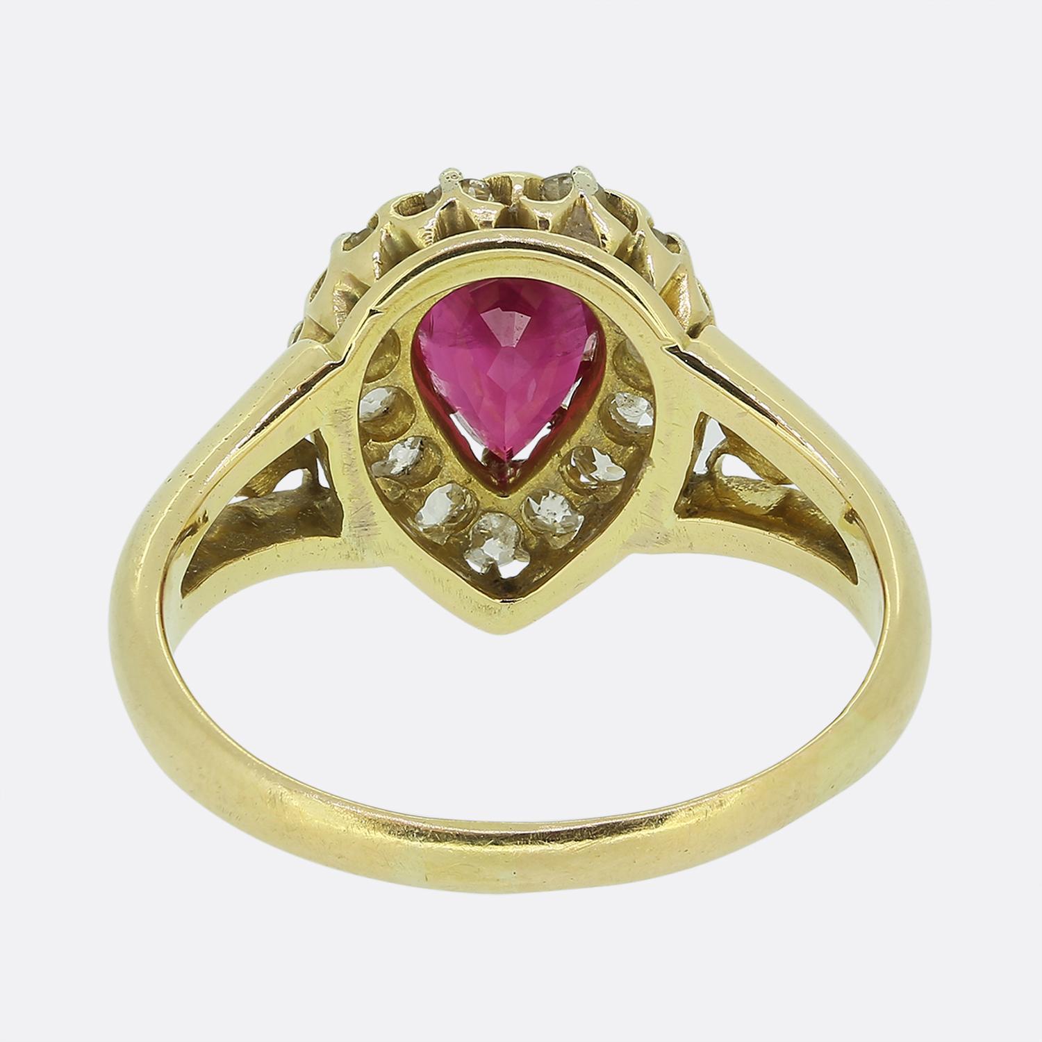 Viktorianischer Rubin- und Diamant-Cluster-Ring im Zustand „Gut“ im Angebot in London, GB