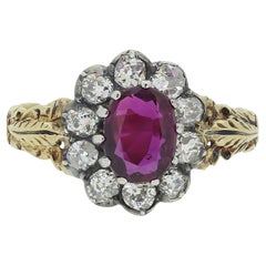 Bague grappe victorienne en rubis et diamants