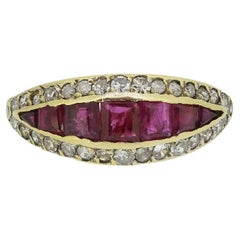 Used Victorian Ruby and Diamond Cluster Ring