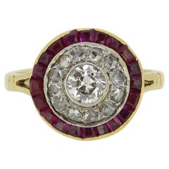 Antique Victorian Ruby and Diamond Cluster Ring
