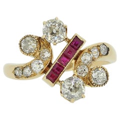 Victorian Ruby and Diamond Cluster Ring