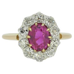 Victorian Ruby and Diamond Cluster Ring