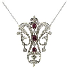 Victorian Ruby and Diamond Drop Necklace