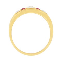 Victorian Ruby and Diamond Five-Stone Ring, circa 1900s