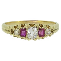 Victorian Ruby and Diamond Five-Stone Ring