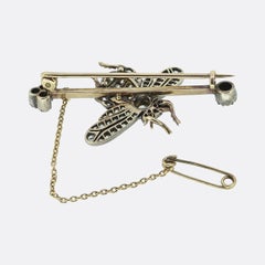 Viktorianische Fliegengitterbrosche mit Rubinen und Diamanten