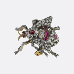 Victorian Ruby and Diamond Fly Brooch