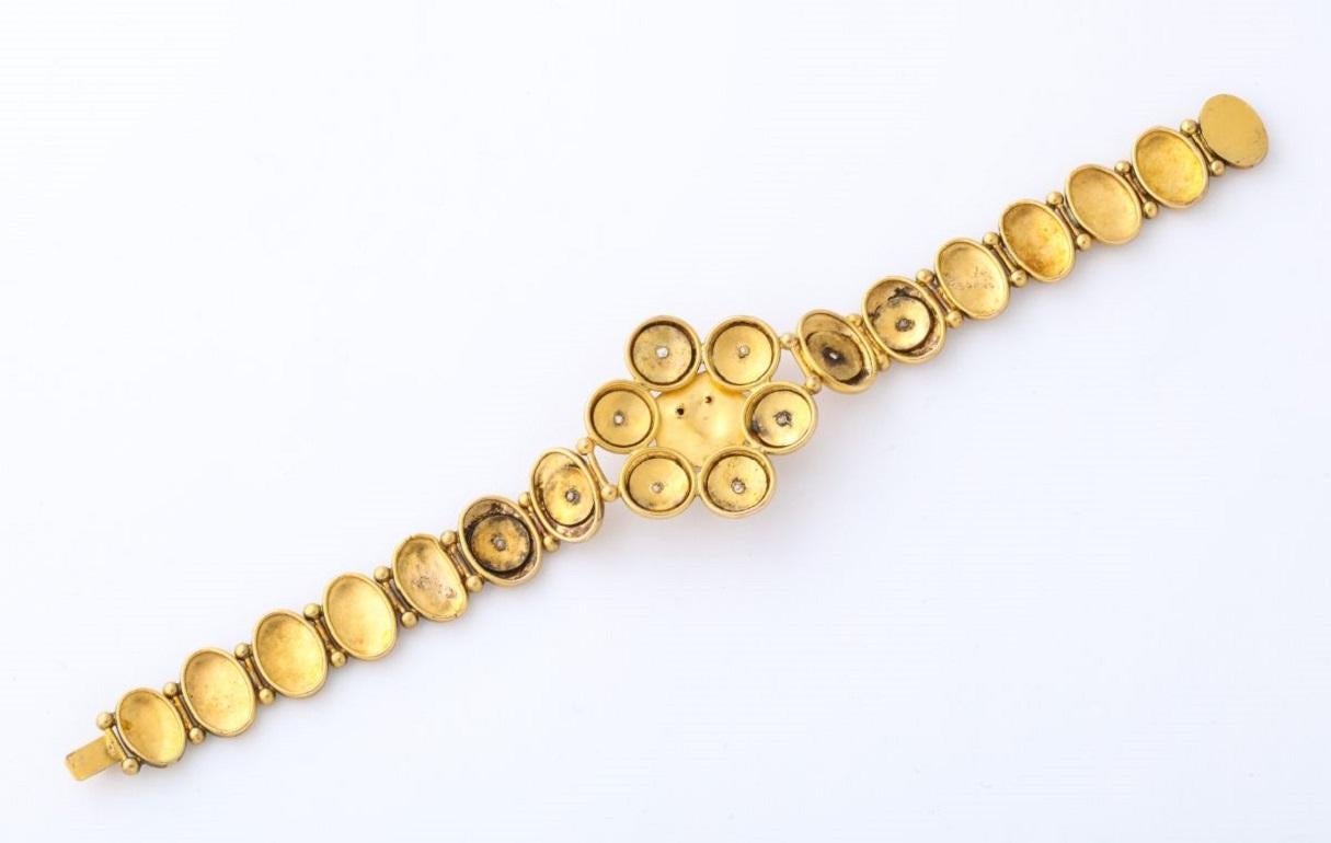 Viktorianisch  Löwenarmband aus 14 Karat Gold mit Rubin und Diamanten Damen