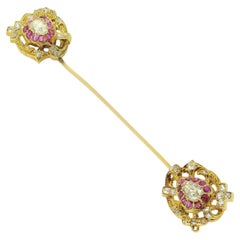 Spilla Jabot vittoriana con rubini e diamanti