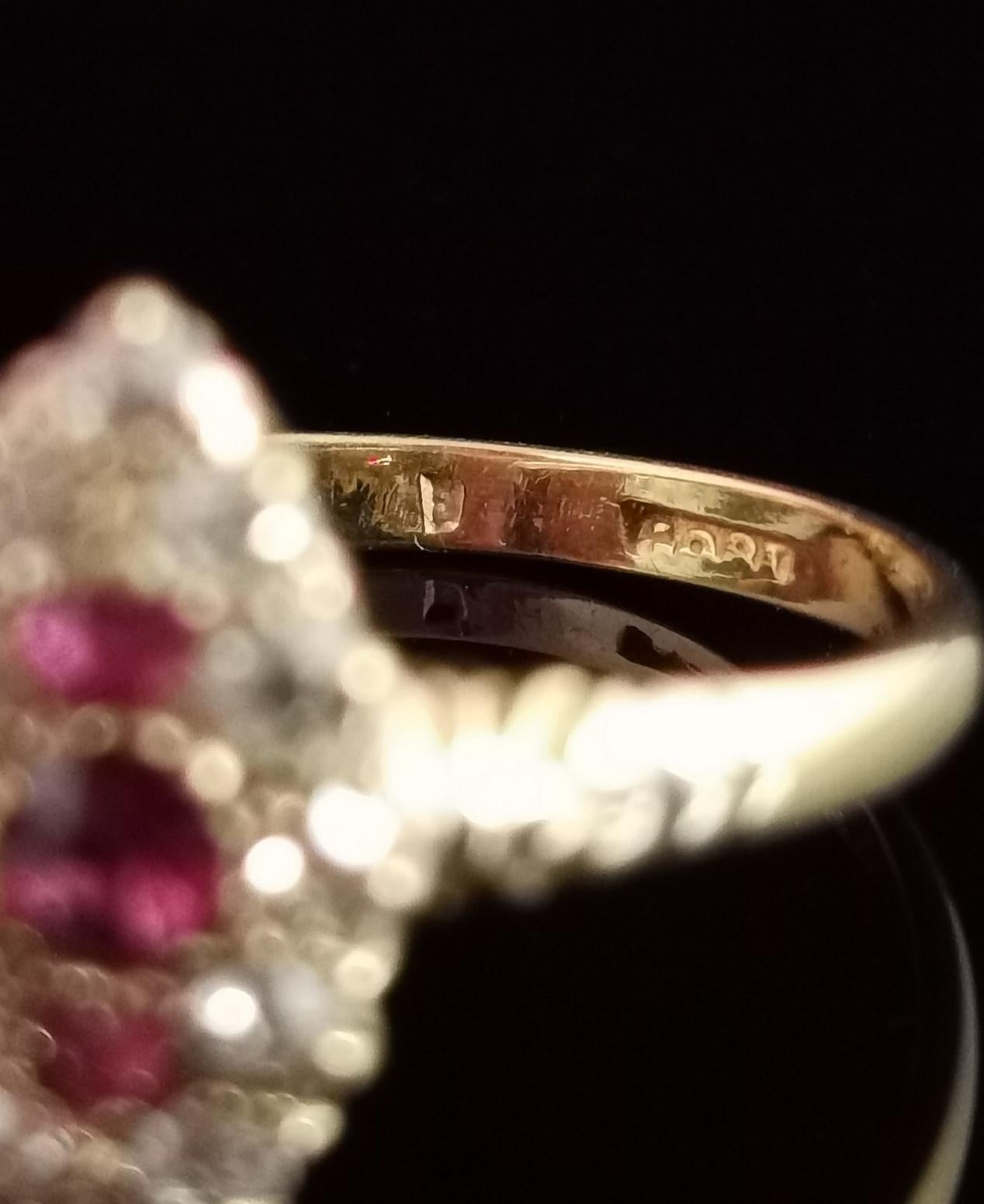 Victorian Ruby and Diamond Navette Ring, 18 Karat Yellow Gold 4