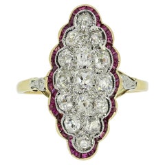 Used Victorian Ruby and Diamond Navette Ring
