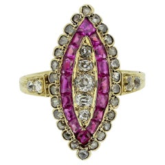 Victorian Ruby and Diamond Navette Ring