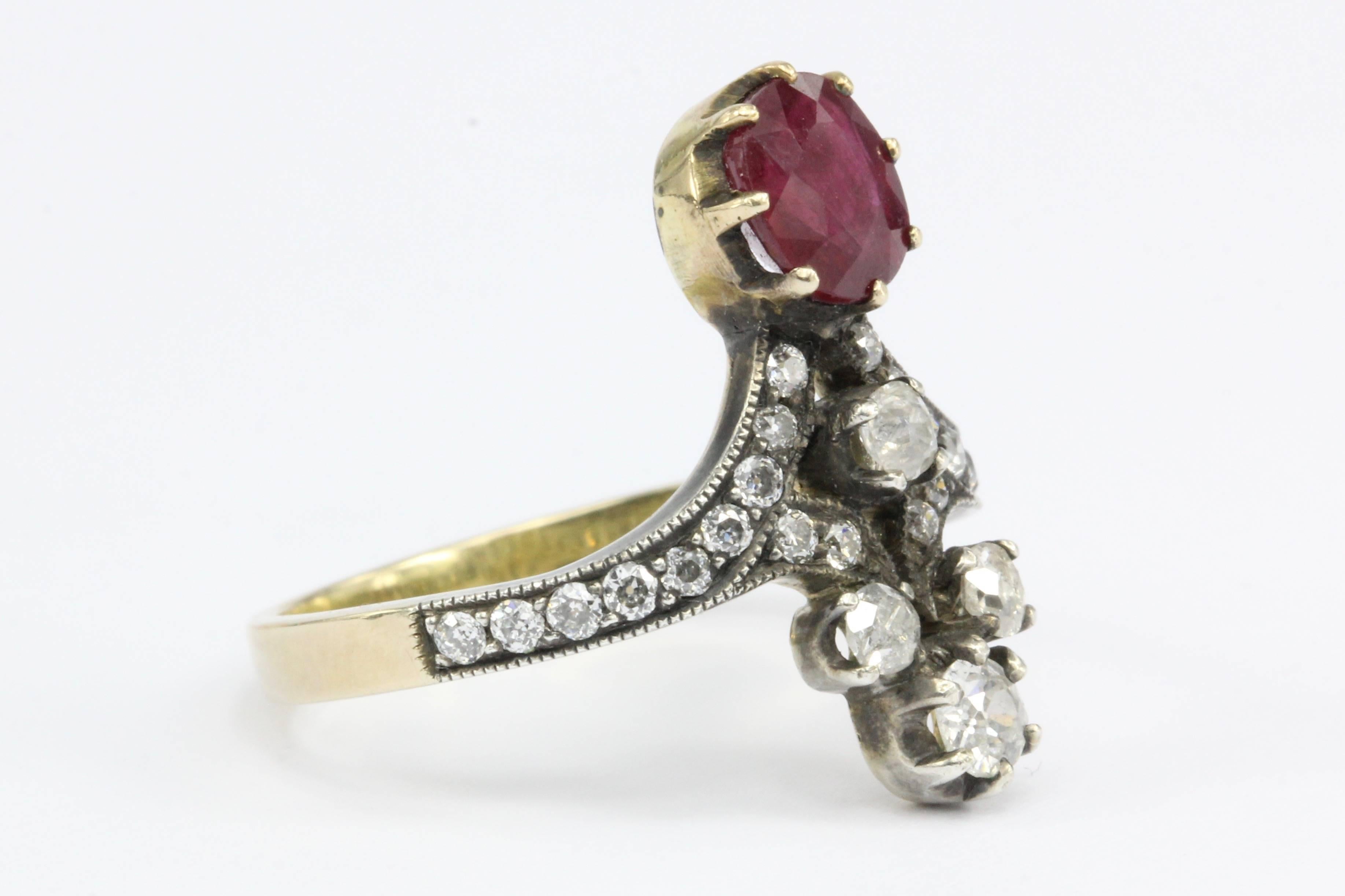 Old European Cut Victorian Ruby and Diamond Ring