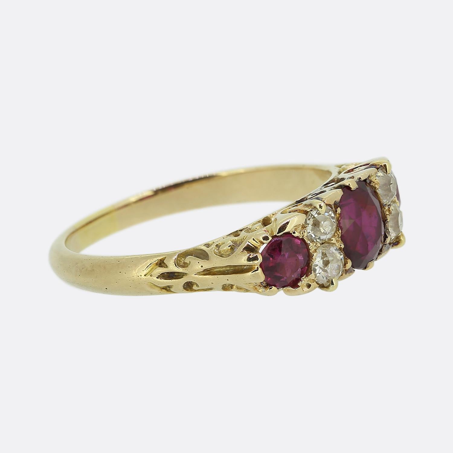 Old European Cut Victorian Ruby and Diamond Ring For Sale