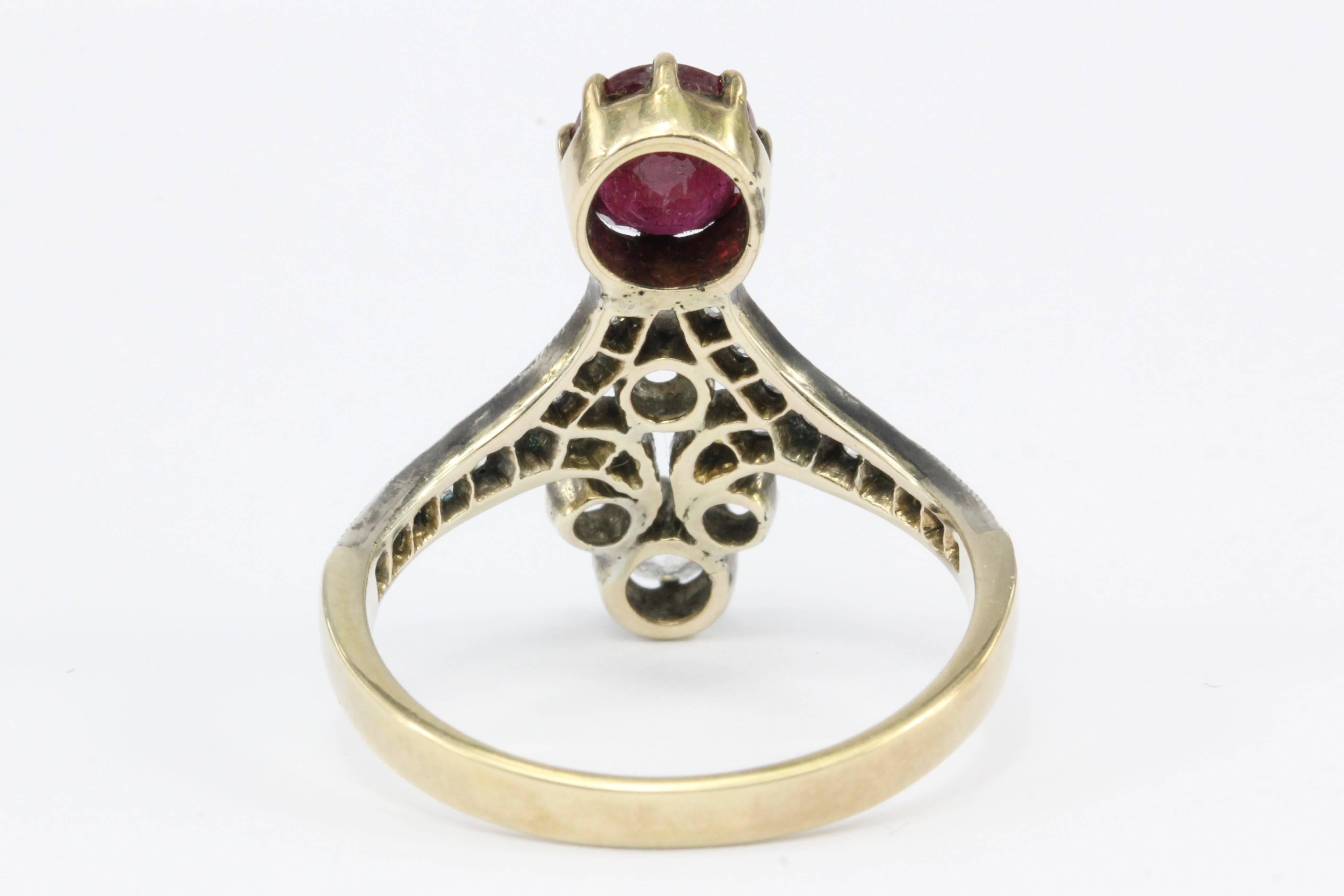 Victorian Ruby and Diamond Ring In Excellent Condition In Cape May, NJ