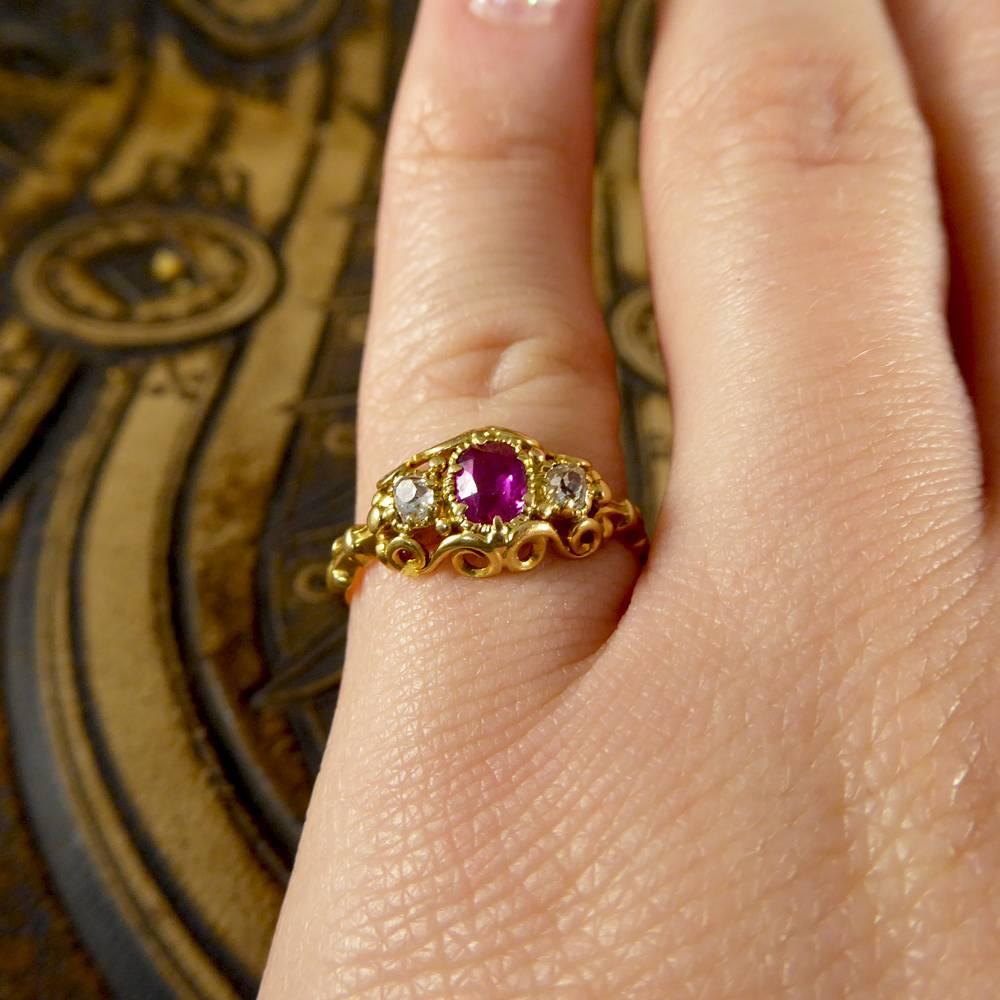 Victorian Ruby and Diamond Ring in 18 Carat Yellow Gold 5