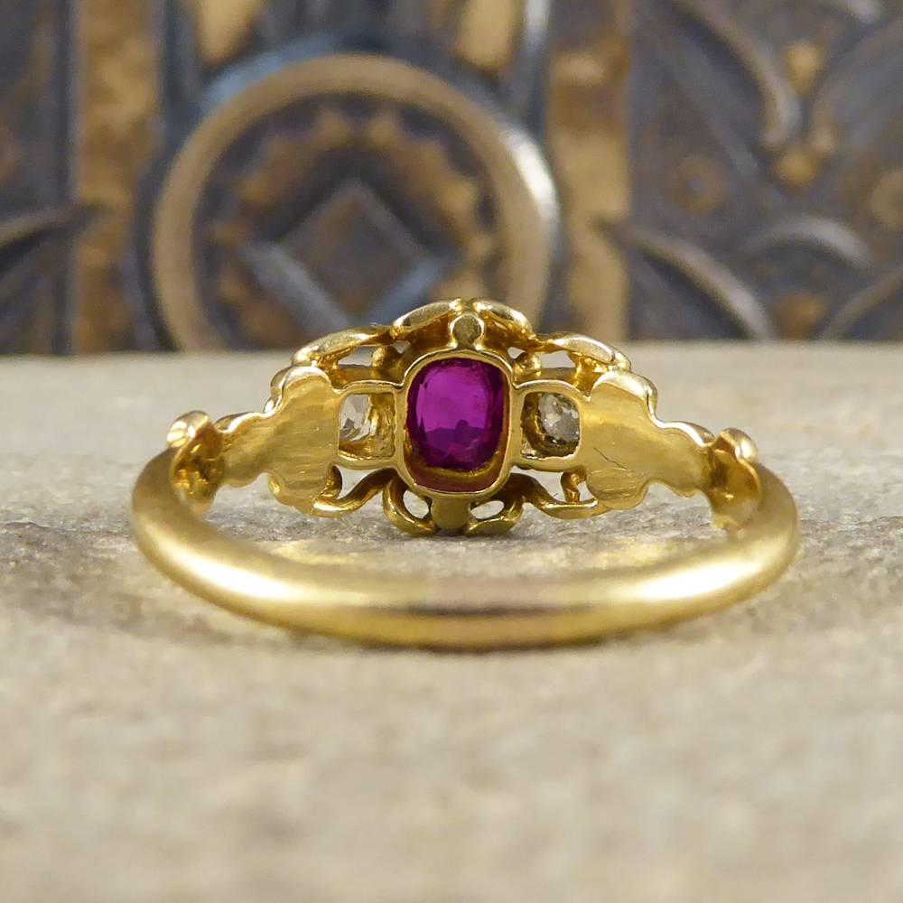 Victorian Ruby and Diamond Ring in 18 Carat Yellow Gold In Good Condition In Yorkshire, West Yorkshire
