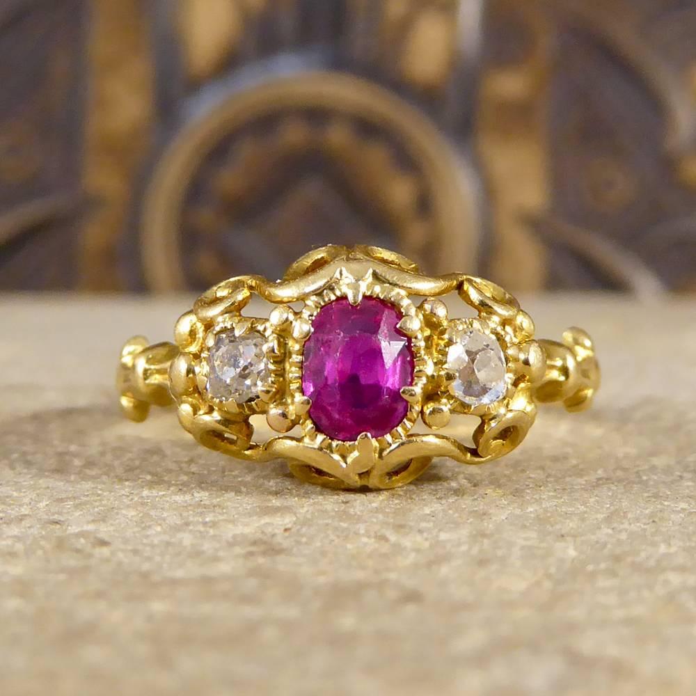 Victorian Ruby and Diamond Ring in 18 Carat Yellow Gold 1