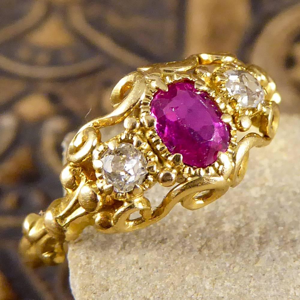 Victorian Ruby and Diamond Ring in 18 Carat Yellow Gold 2