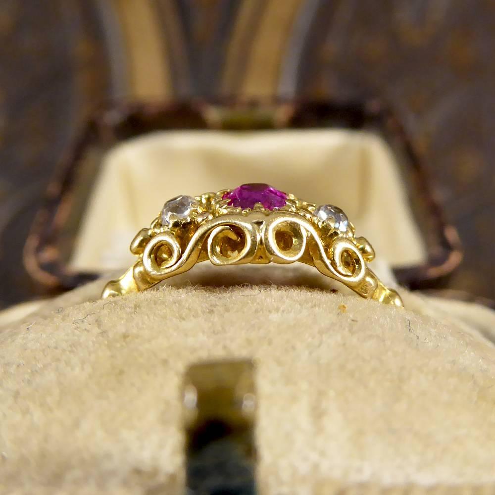 Victorian Ruby and Diamond Ring in 18 Carat Yellow Gold 3