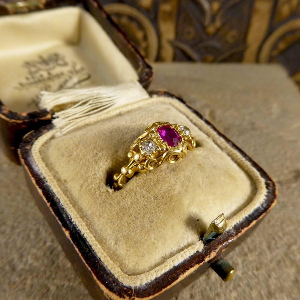 Victorian Ruby and Diamond Ring in 18 Carat Yellow Gold 4