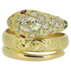 Anello vittoriano con rubino e diamante a forma di serpente
