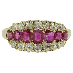 Victorian Ruby and Diamond Three-Row Ring