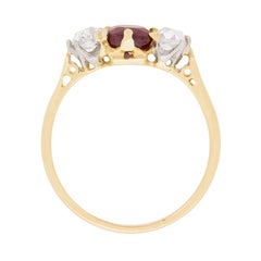 Victorian Ruby and Diamond Three-Stone Ring, circa 1900s