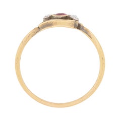 Victorian Ruby and Diamond Three-Stone Twist Ring, circa 1880s