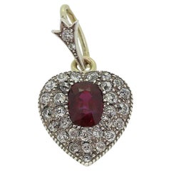 Victorian Ruby and Old Cut Diamond Locket Pendant